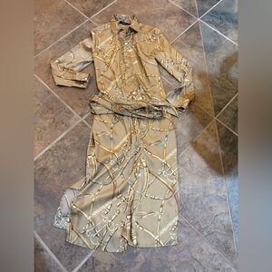 Ralph Lauren Tan and Gold silky Dress